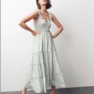 Lucy Paris Light Green maxi Smocked Dress